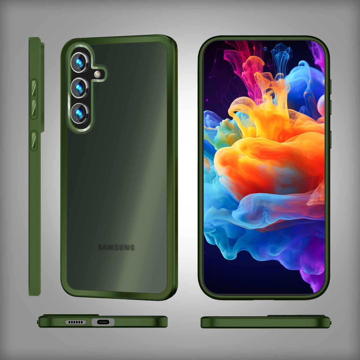 NALIA Matte Hybrid Schutzhülle für Samsung Galaxy S24 Hülle, Semi-Transparente Stoßfeste Harte Rückseite & Schutz-Rahmen