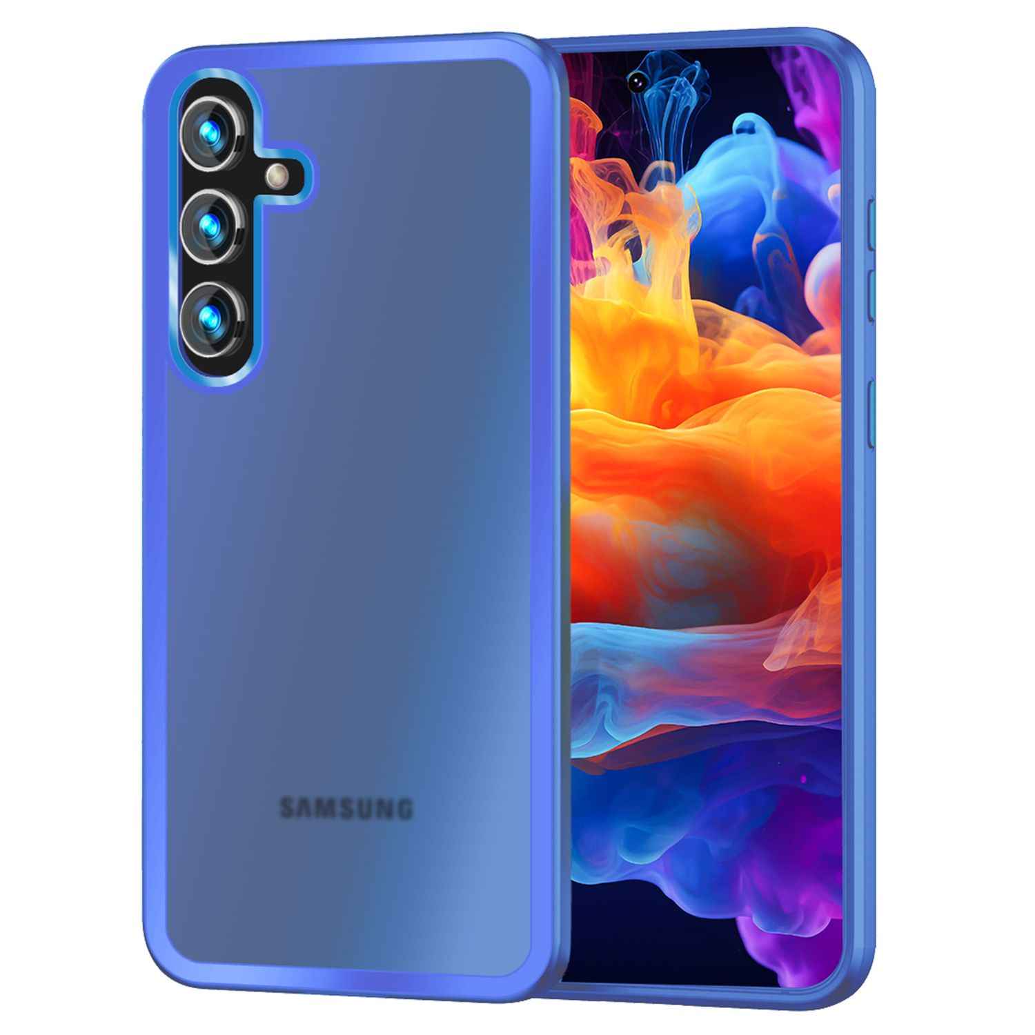 NALIA Matte Hybrid Schutzhülle für Samsung Galaxy S24 Hülle, Semi-Transparente Stoßfeste Harte Rückseite & Schutz-Rahmen