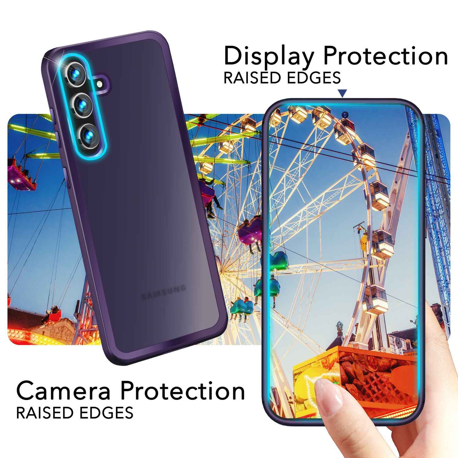 NALIA Matte Hybrid Schutzhülle für Samsung Galaxy S24 Hülle, Semi-Transparente Stoßfeste Harte Rückseite & Schutz-Rahmen
