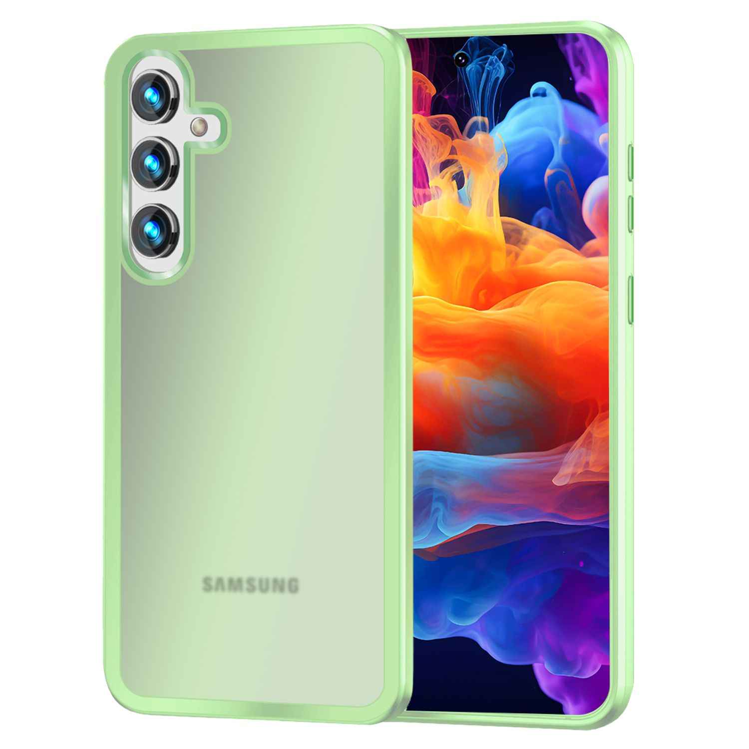 NALIA Matte Hybrid Schutzhülle für Samsung Galaxy S24 Hülle, Semi-Transparente Stoßfeste Harte Rückseite & Schutz-Rahmen
