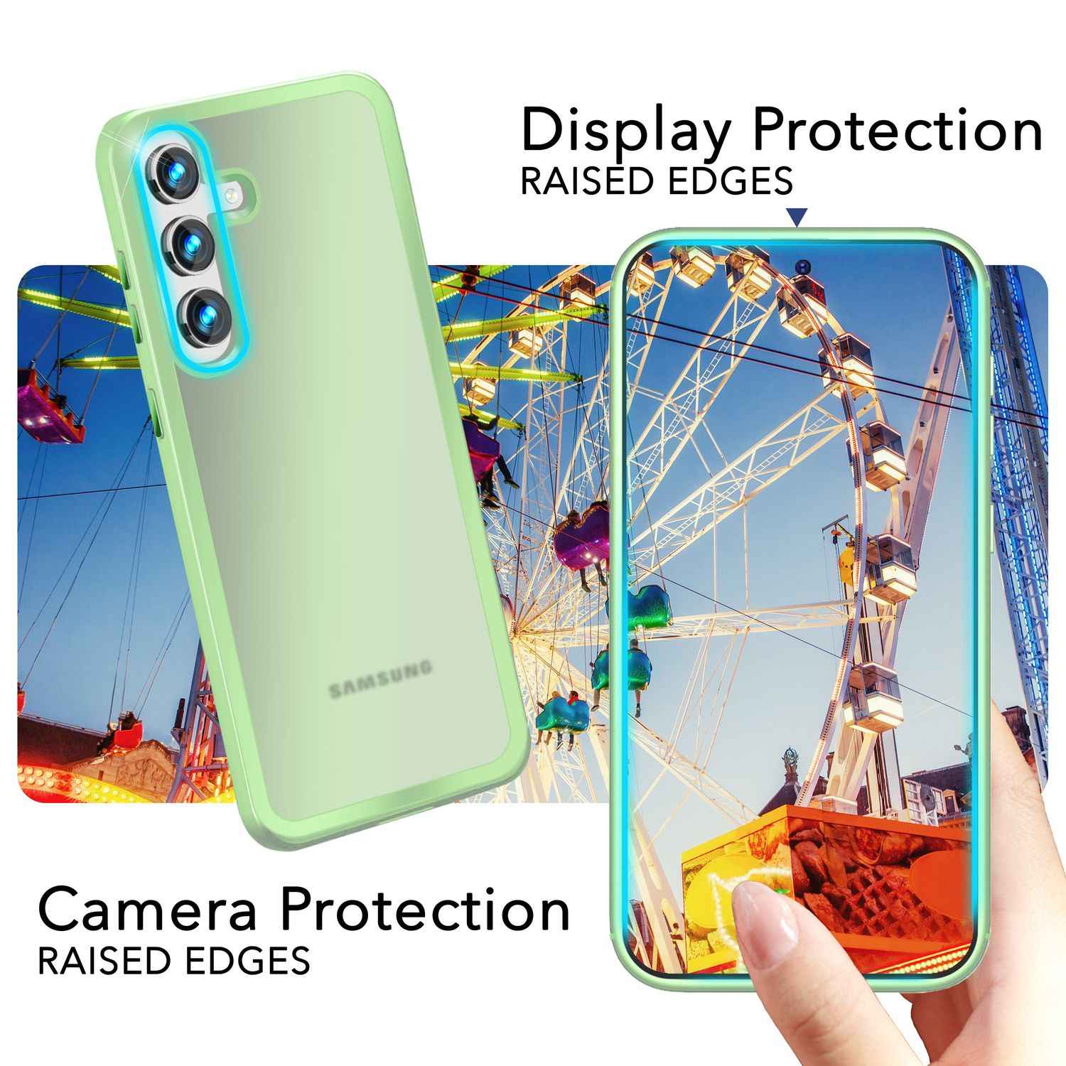 NALIA Matte Hybrid Schutzhülle für Samsung Galaxy S24 Hülle, Semi-Transparente Stoßfeste Harte Rückseite & Schutz-Rahmen
