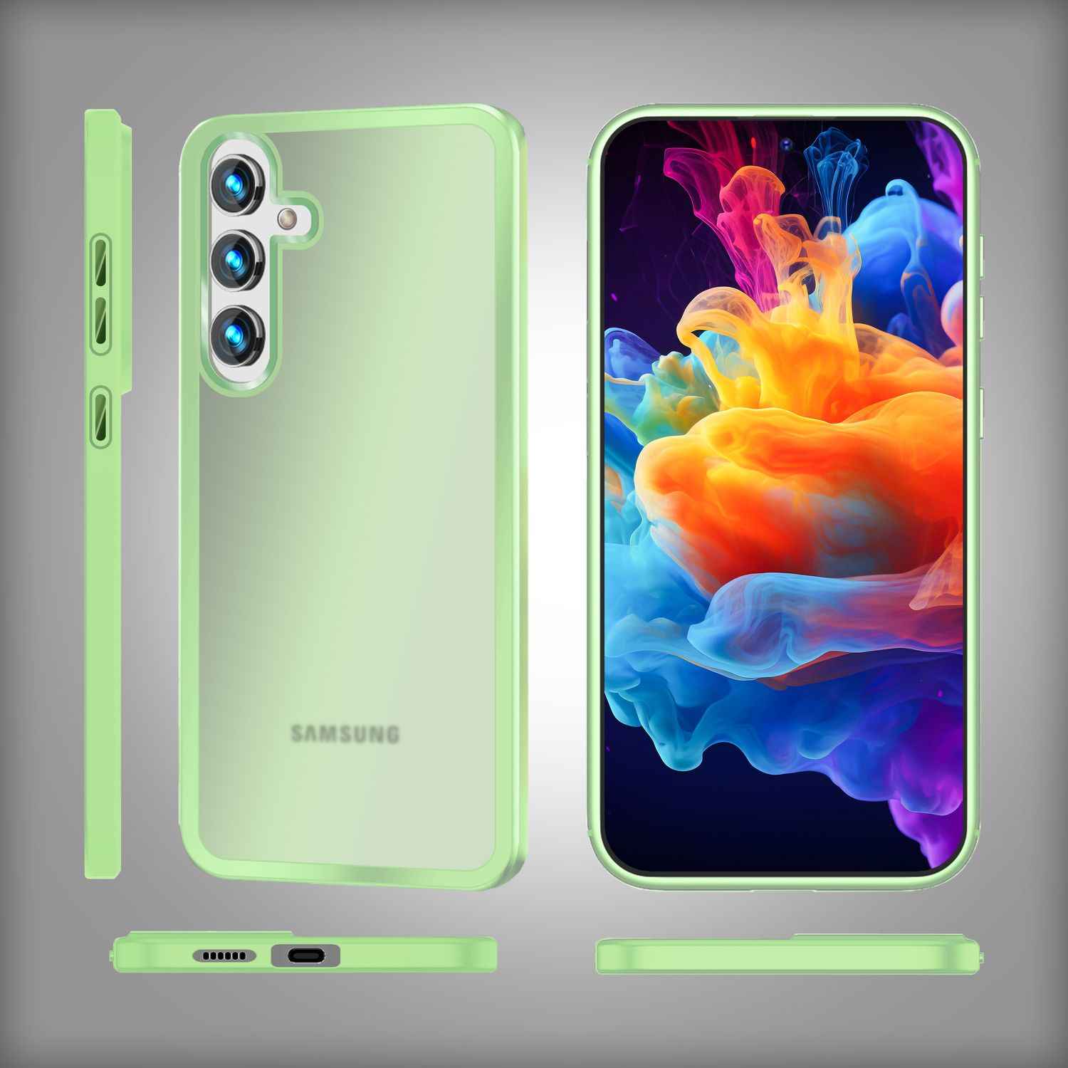 NALIA Matte Hybrid Schutzhülle für Samsung Galaxy S24 Hülle, Semi-Transparente Stoßfeste Harte Rückseite & Schutz-Rahmen