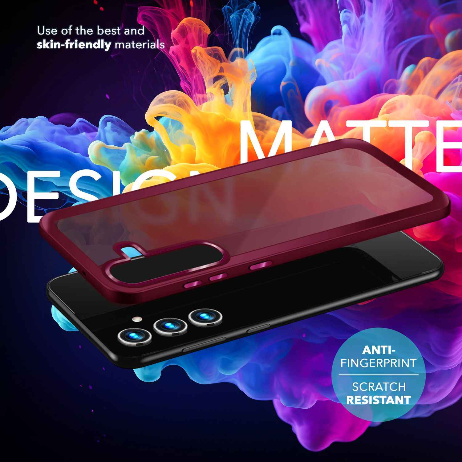 NALIA Matte Hybrid Schutzhülle für Samsung Galaxy S24 Hülle, Semi-Transparente Stoßfeste Harte Rückseite & Schutz-Rahmen