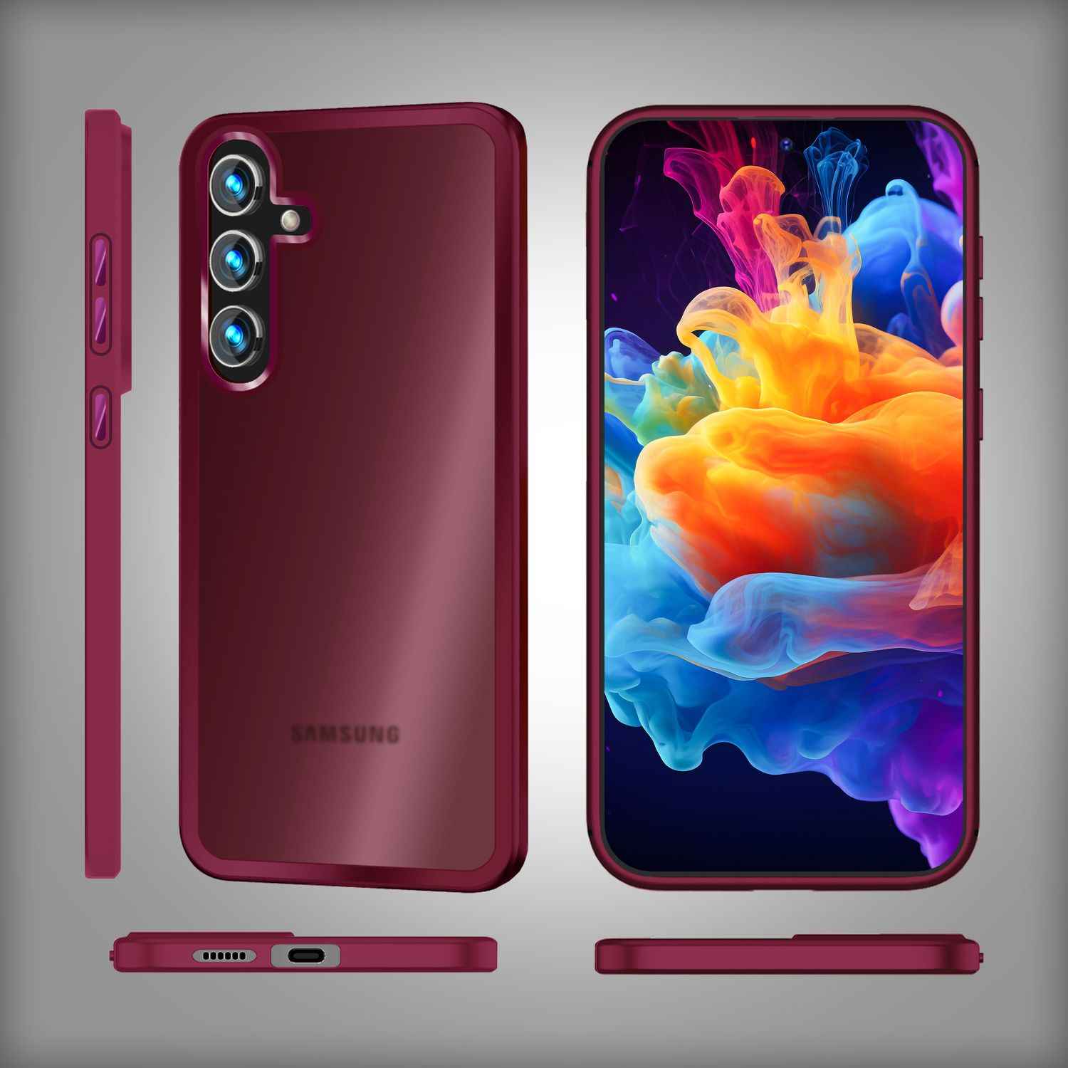 NALIA Matte Hybrid Schutzhülle für Samsung Galaxy S24 Hülle, Semi-Transparente Stoßfeste Harte Rückseite & Schutz-Rahmen