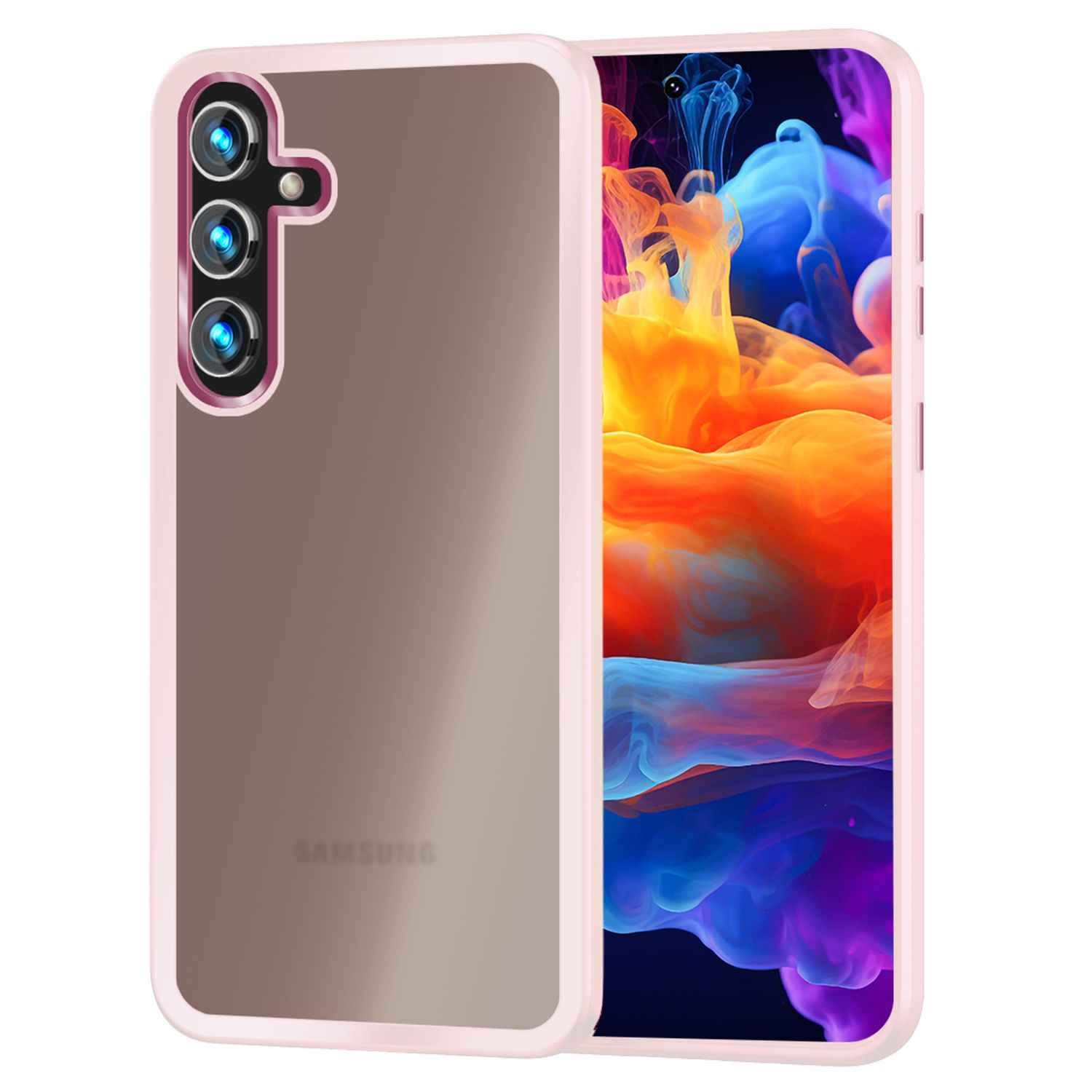 NALIA Matte Hybrid Schutzhülle für Samsung Galaxy S24 Hülle, Semi-Transparente Stoßfeste Harte Rückseite & Schutz-Rahmen
