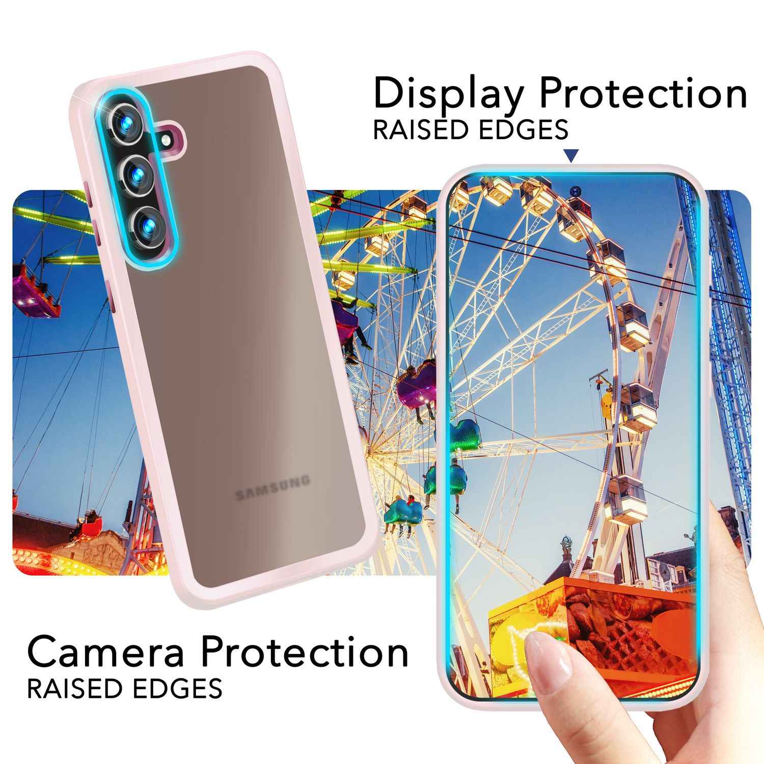 NALIA Matte Hybrid Schutzhülle für Samsung Galaxy S24 Hülle, Semi-Transparente Stoßfeste Harte Rückseite & Schutz-Rahmen