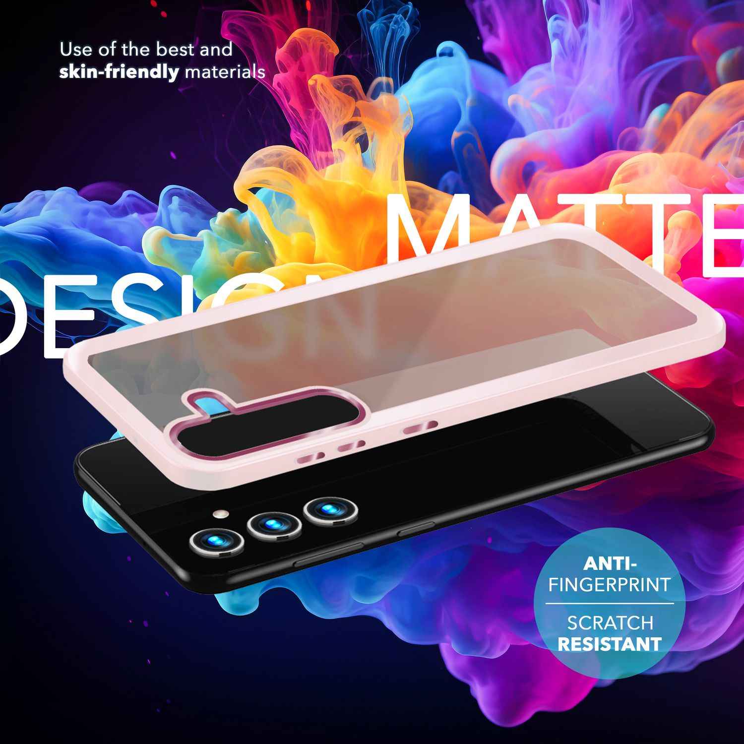 NALIA Matte Hybrid Schutzhülle für Samsung Galaxy S24 Hülle, Semi-Transparente Stoßfeste Harte Rückseite & Schutz-Rahmen