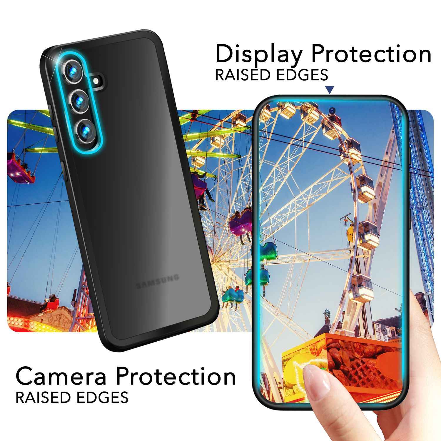 NALIA Matte Hybrid Schutzhülle für Samsung Galaxy S24 Hülle, Semi-Transparente Stoßfeste Harte Rückseite & Schutz-Rahmen