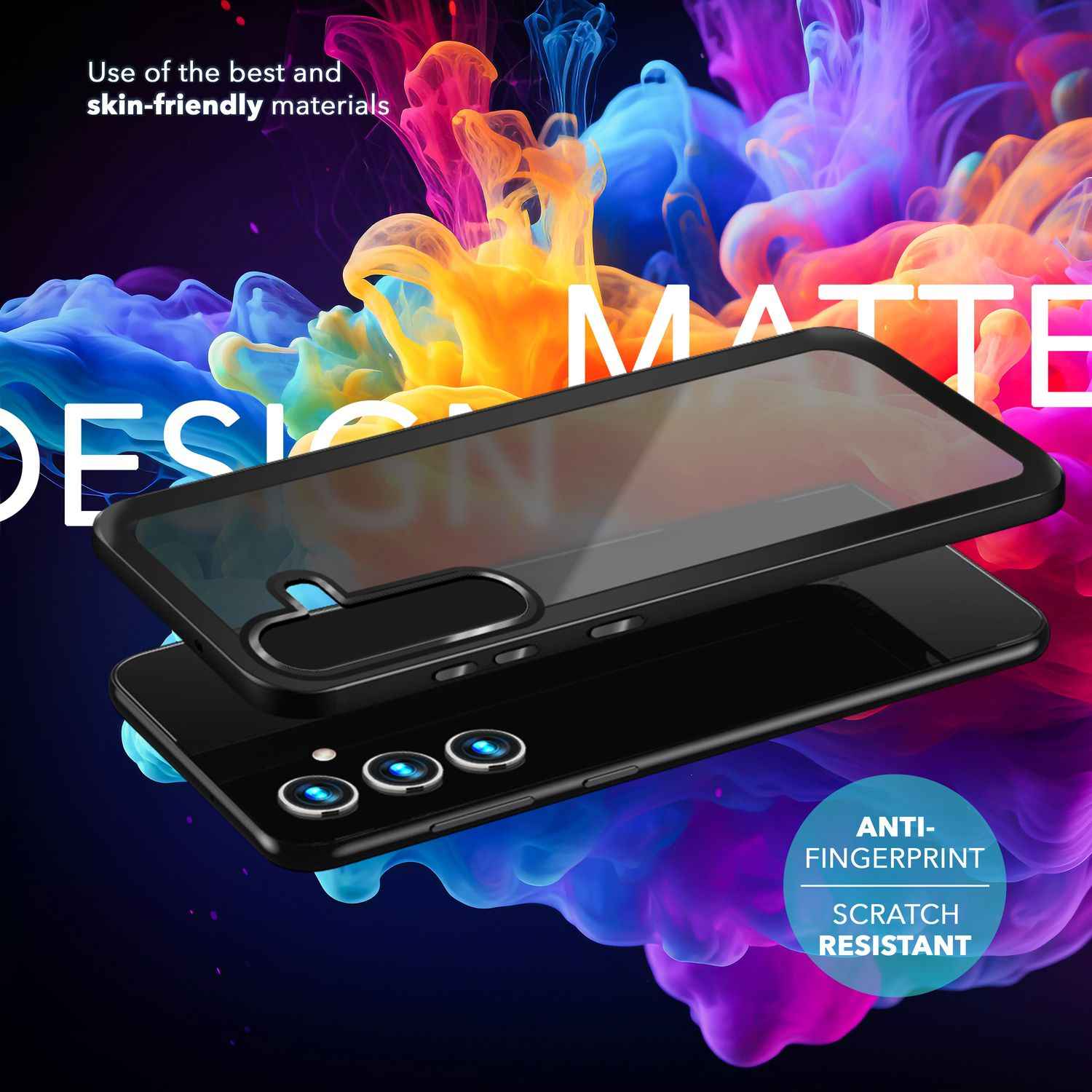 NALIA Matte Hybrid Schutzhülle für Samsung Galaxy S24 Hülle, Semi-Transparente Stoßfeste Harte Rückseite & Schutz-Rahmen