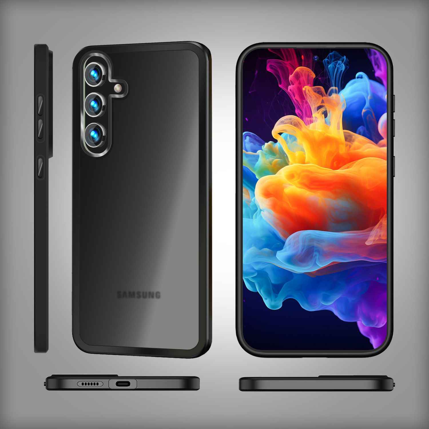 NALIA Matte Hybrid Schutzhülle für Samsung Galaxy S24 Hülle, Semi-Transparente Stoßfeste Harte Rückseite & Schutz-Rahmen