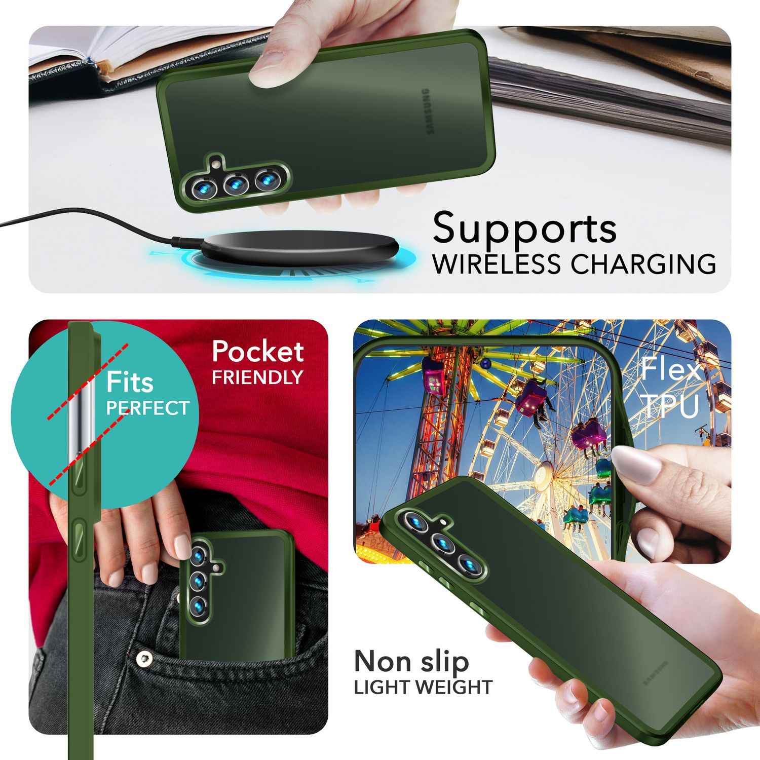 NALIA Matte Hybrid Schutzhülle für Samsung Galaxy S24 Plus Hülle, Semi-Transparente Harte Rückseite & Fallschutz-Rahmen