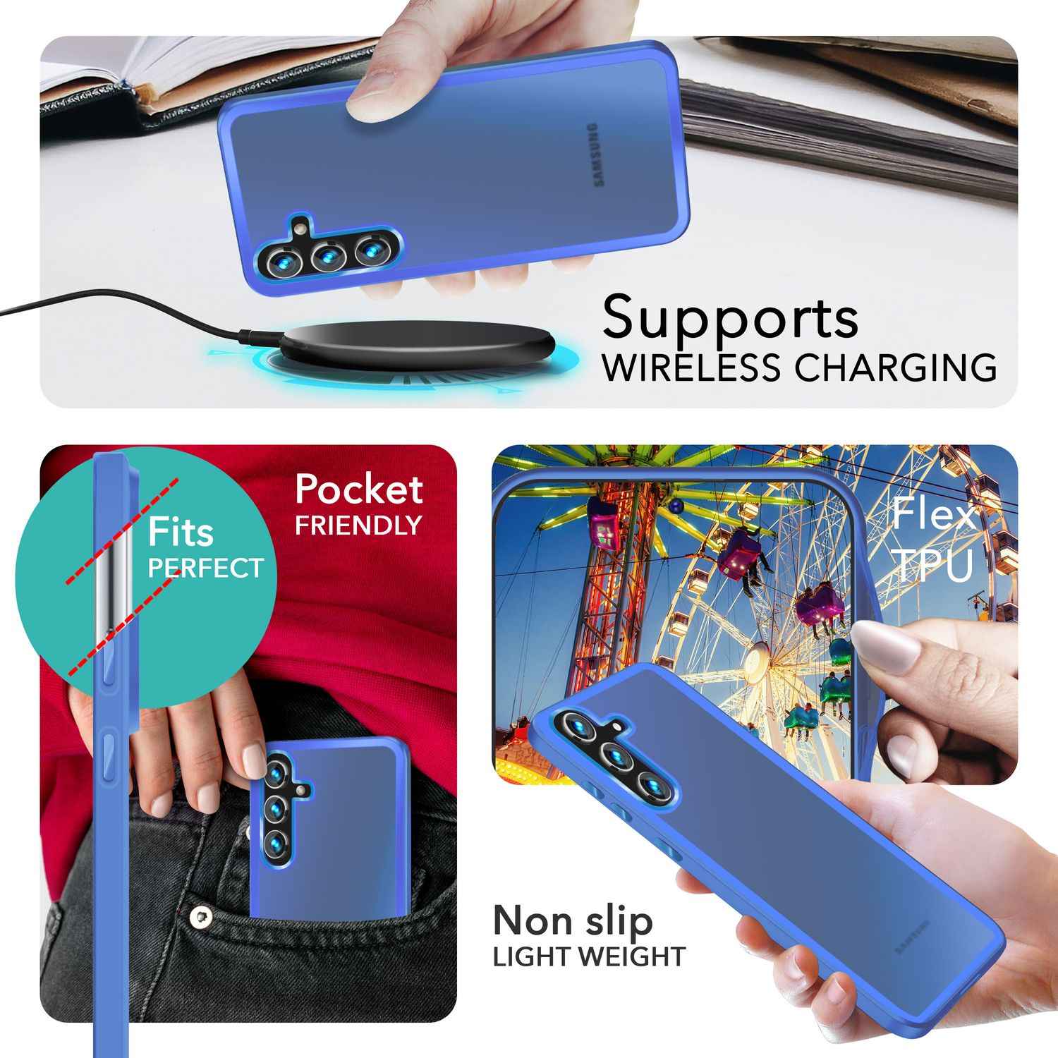 NALIA Matte Hybrid Schutzhülle für Samsung Galaxy S24 Plus Hülle, Semi-Transparente Harte Rückseite & Fallschutz-Rahmen
