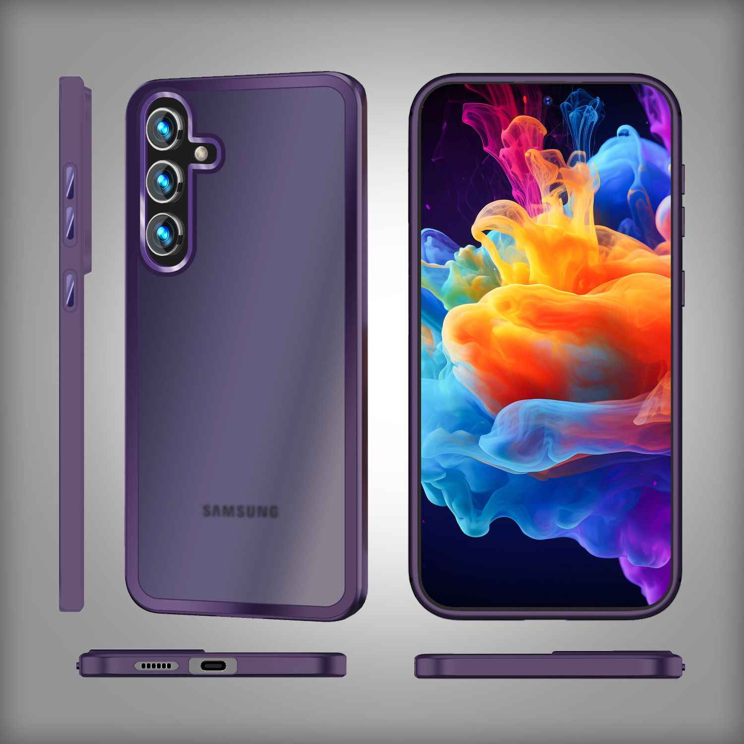 NALIA Matte Hybrid Schutzhülle für Samsung Galaxy S24 Plus Hülle, Semi-Transparente Harte Rückseite & Fallschutz-Rahmen