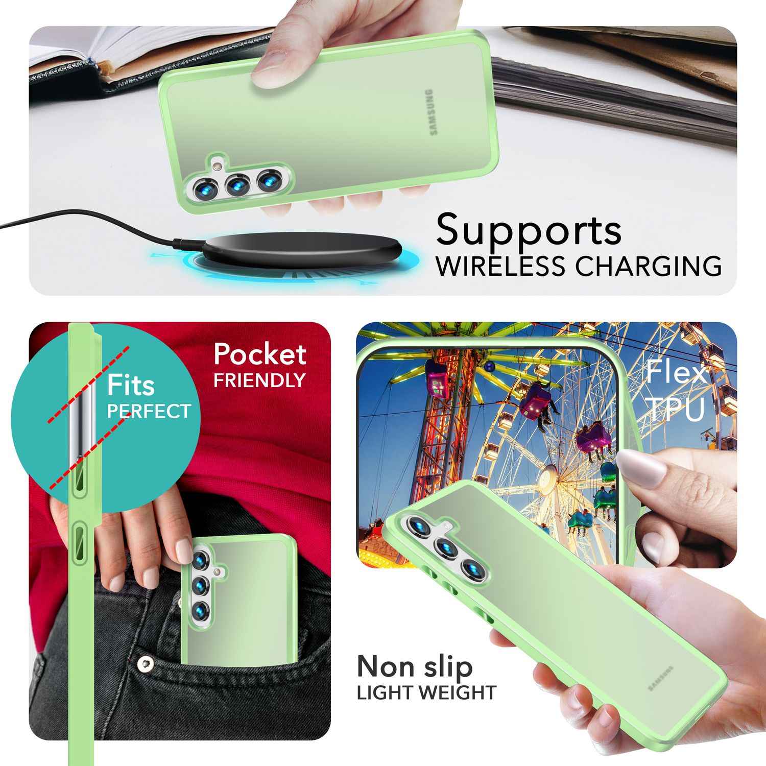 NALIA Matte Hybrid Schutzhülle für Samsung Galaxy S24 Plus Hülle, Semi-Transparente Harte Rückseite & Fallschutz-Rahmen