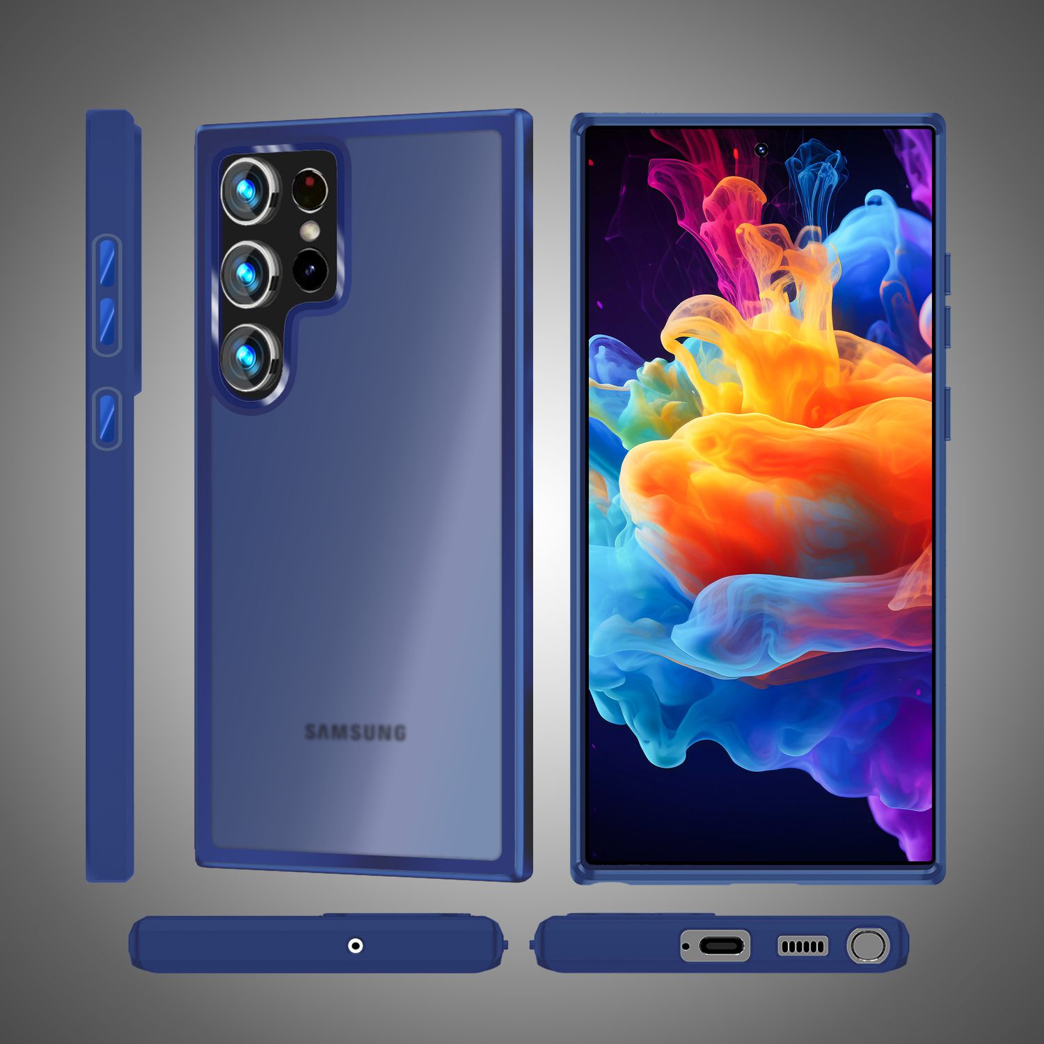 Hybrid-Hülle für Samsung Galaxy S24 Ultra matt halb-durchsichtig Polycarbonat