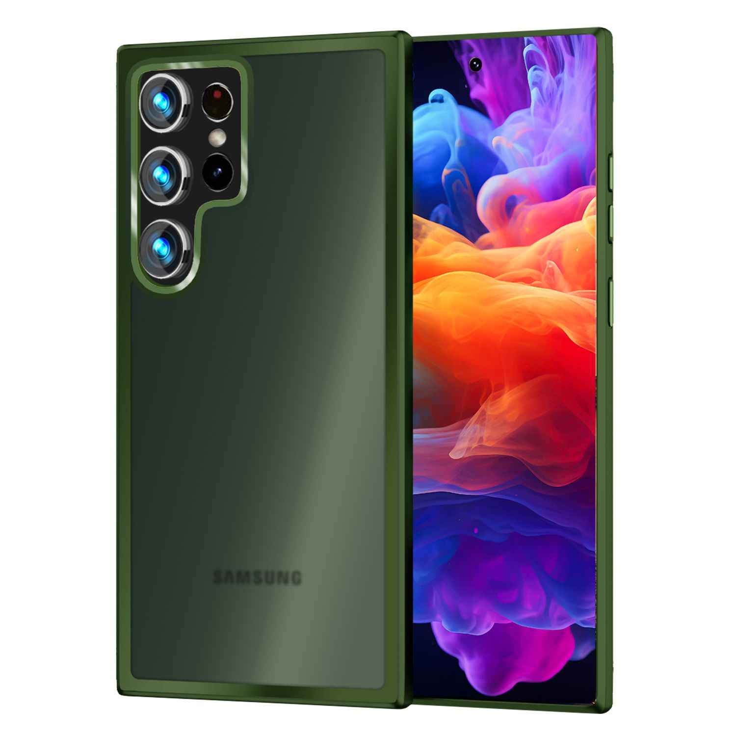 NALIA Matte Hybrid Schutzhülle für Samsung Galaxy S24 Ultra Hülle, Semi-Transparente Harte Rückseite & Fallschutz-Rahmen
