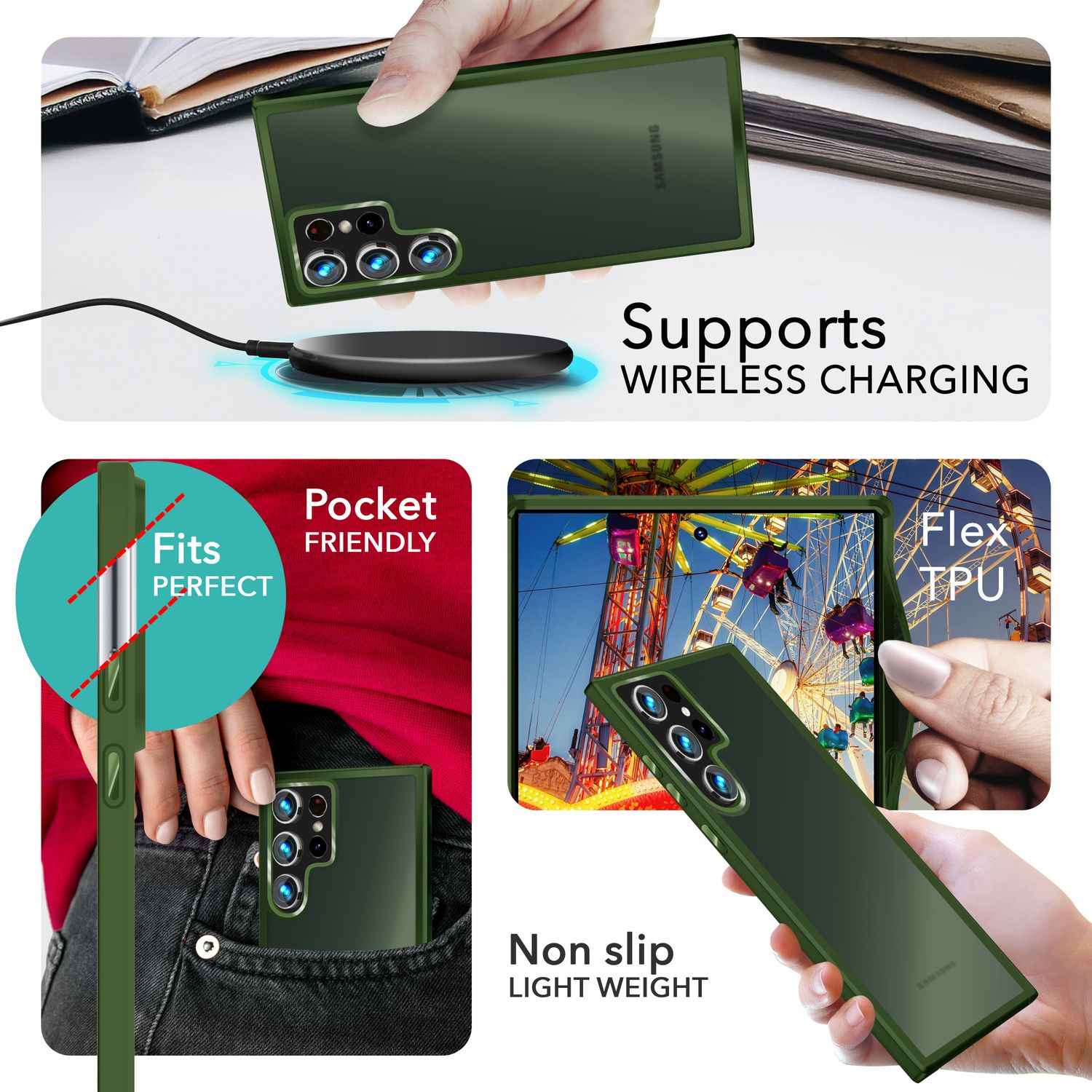 NALIA Matte Hybrid Schutzhülle für Samsung Galaxy S24 Ultra Hülle, Semi-Transparente Harte Rückseite & Fallschutz-Rahmen