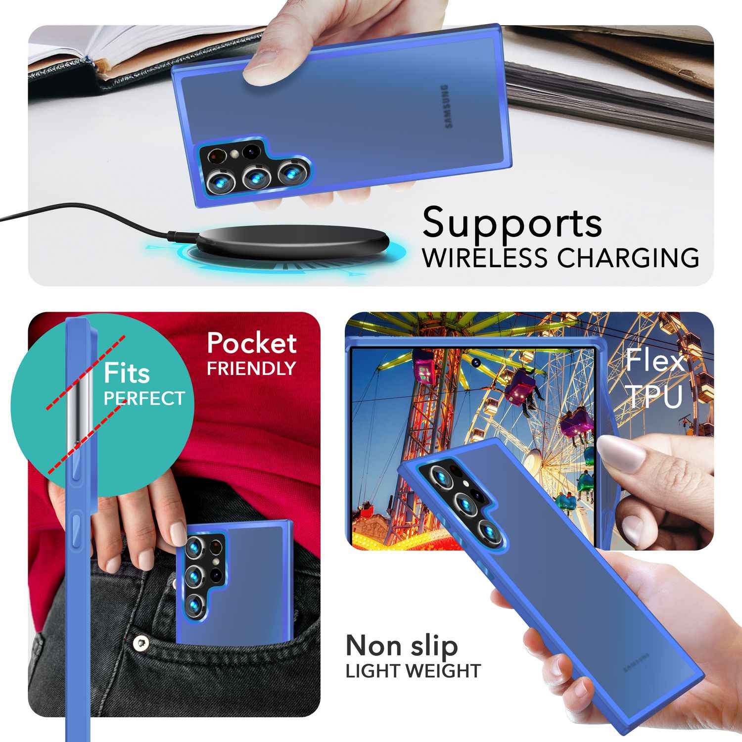 NALIA Matte Hybrid Schutzhülle für Samsung Galaxy S24 Ultra Hülle, Semi-Transparente Harte Rückseite & Fallschutz-Rahmen