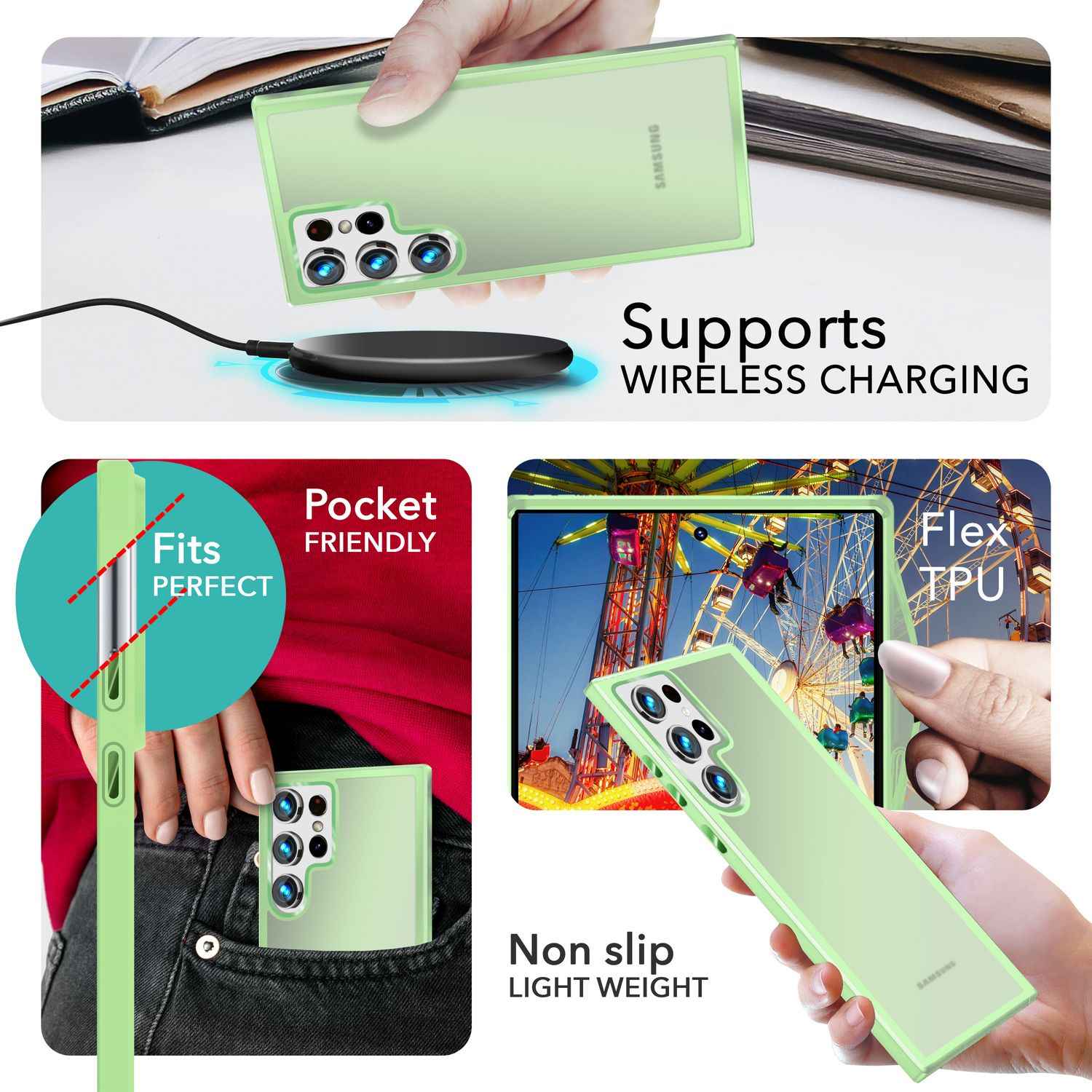 NALIA Matte Hybrid Schutzhülle für Samsung Galaxy S24 Ultra Hülle, Semi-Transparente Harte Rückseite & Fallschutz-Rahmen