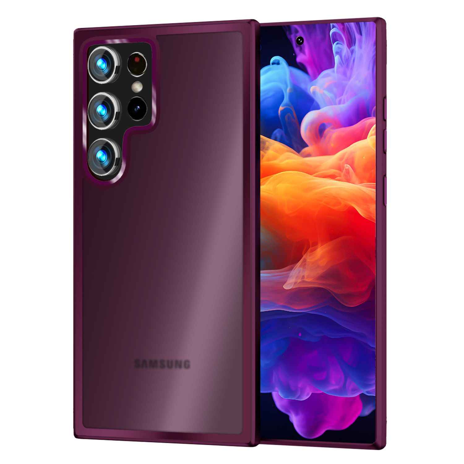 NALIA Matte Hybrid Schutzhülle für Samsung Galaxy S24 Ultra Hülle, Semi-Transparente Harte Rückseite & Fallschutz-Rahmen