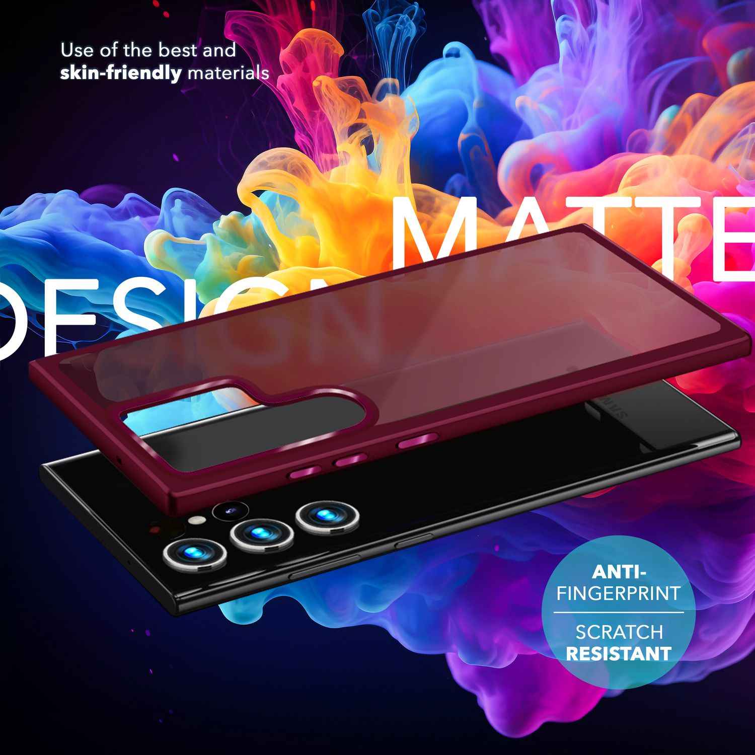 NALIA Matte Hybrid Schutzhülle für Samsung Galaxy S24 Ultra Hülle, Semi-Transparente Harte Rückseite & Fallschutz-Rahmen