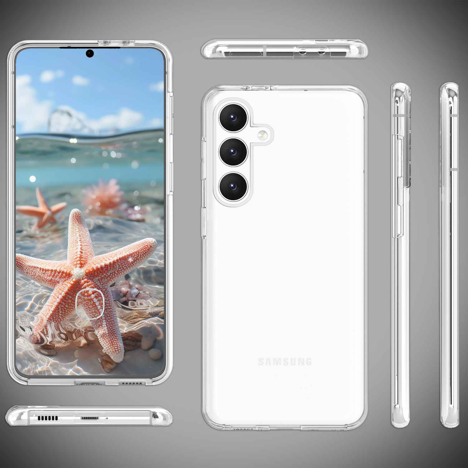 NALIA Klare 360-Grad Schutzhülle für Samsung Galaxy S24 Plus Hülle, Transparenter Rundum-Schutz, Durchsichtig Anti-Gelb