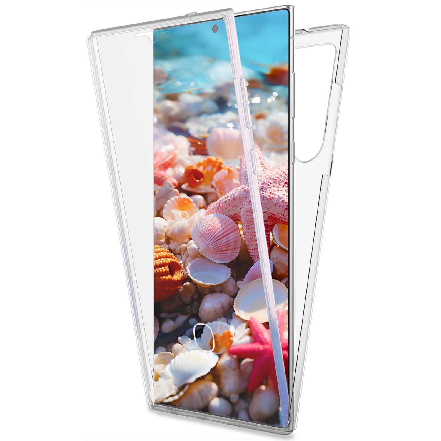 NALIA Klare 360-Grad Schutzhülle für Samsung Galaxy S24 Ultra Hülle, Transparenter Rundum-Schutz, Durchsichtig Anti-Gelb