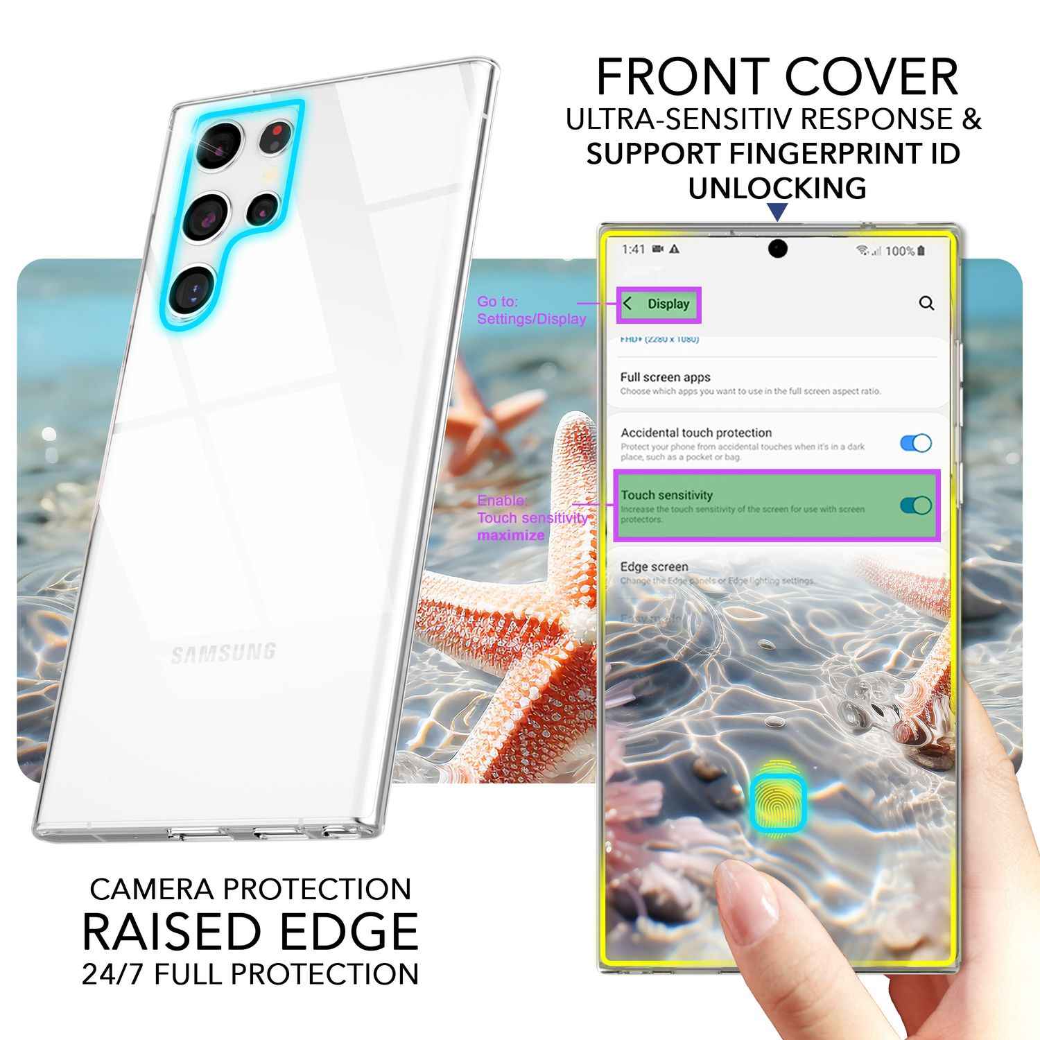 NALIA Klare 360-Grad Schutzhülle für Samsung Galaxy S24 Ultra Hülle, Transparenter Rundum-Schutz, Durchsichtig Anti-Gelb