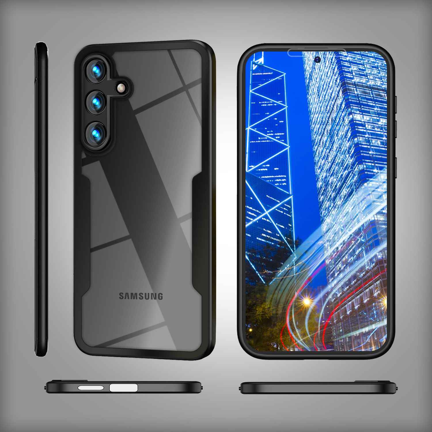 NALIA Klares 360-Grad Hybrid Cover für Samsung Galaxy S24 Hülle, Kratzfeste Harte Rückseite & Aufprallschutz-Rahmen