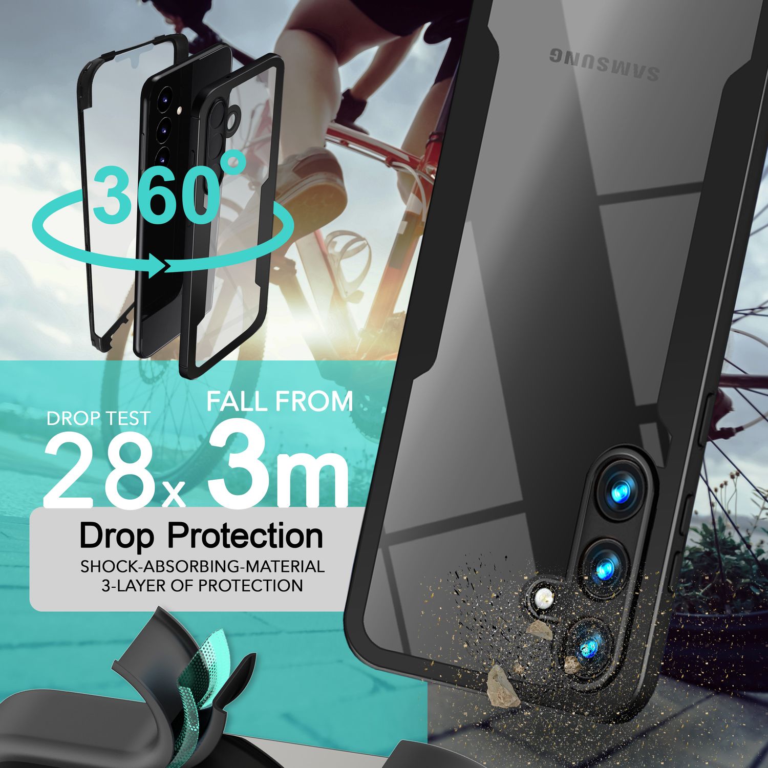 NALIA Samsung Galaxy S24 Plus Hülle, klare Hybrid Konstruktion, robust und leicht