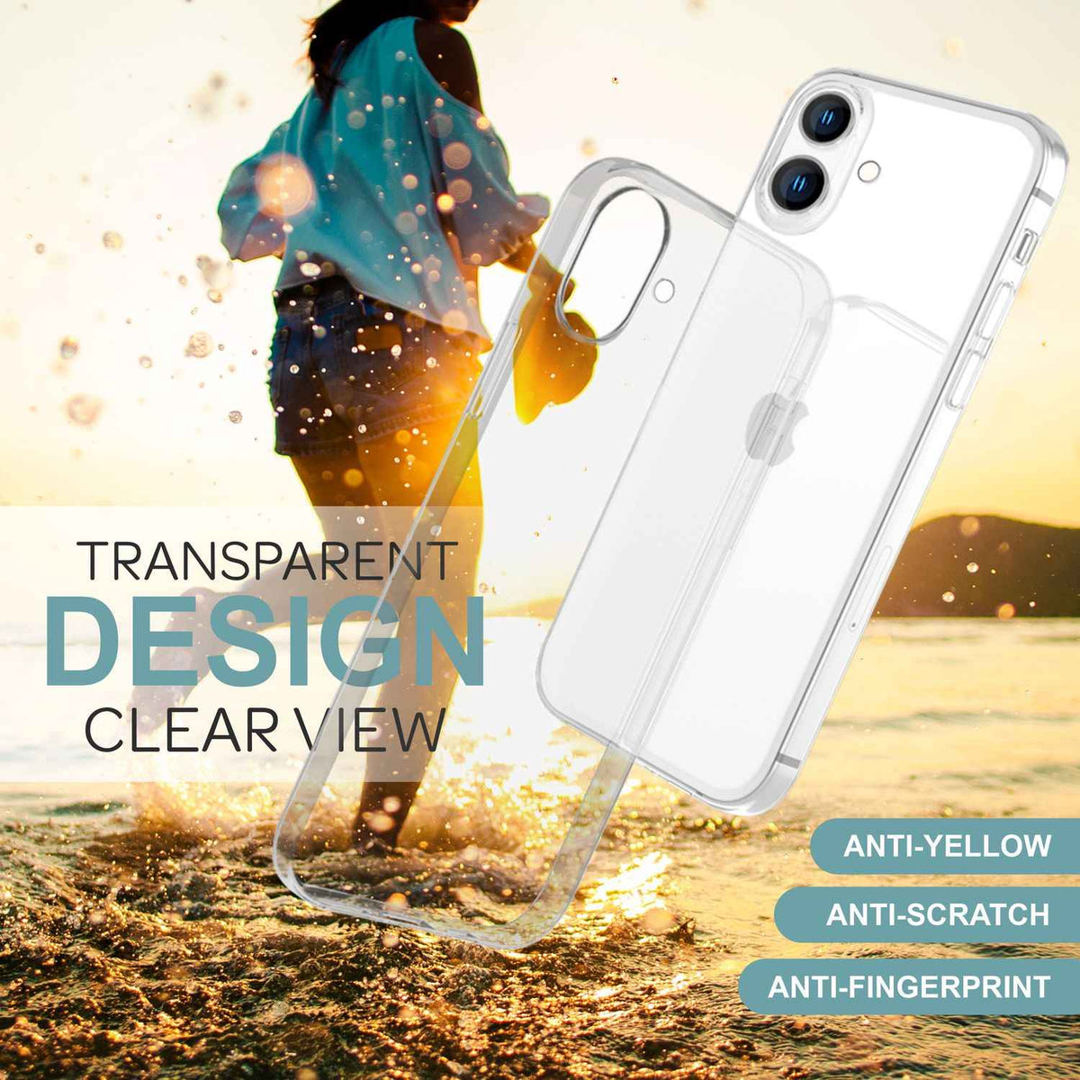 NALIA Transparente Silikonhülle für iPhone 16 Plus, Durchsichtige Schutzhülle, Anti-Gelb Silikon Handyhülle, Klare Hülle
