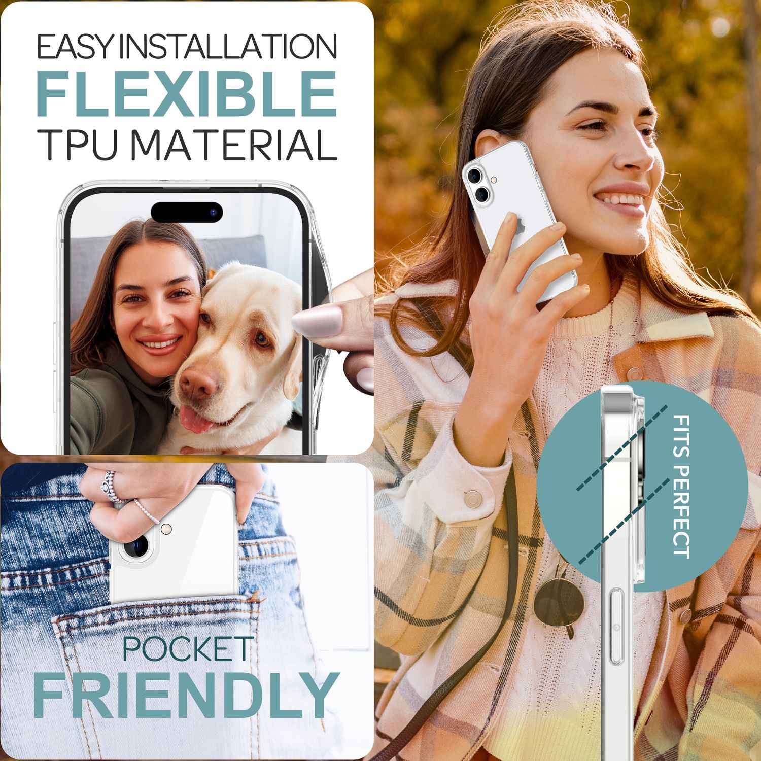 NALIA Transparente Silikonhülle für iPhone 16 Plus, Durchsichtige Schutzhülle, Anti-Gelb Silikon Handyhülle, Klare Hülle