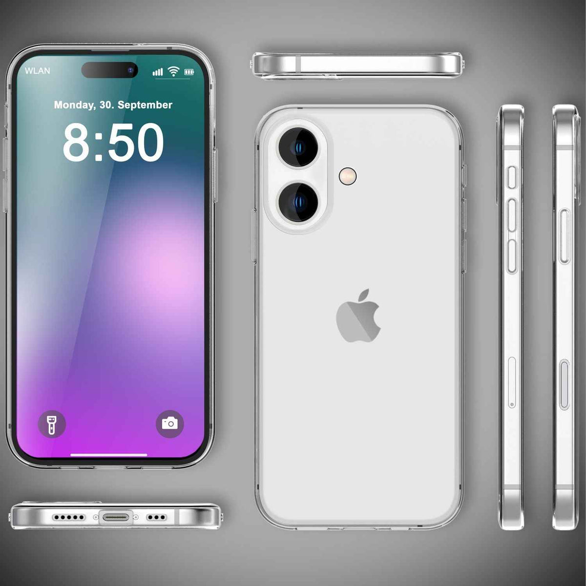 NALIA Transparente Silikonhülle für iPhone 16 Plus, Durchsichtige Schutzhülle, Anti-Gelb Silikon Handyhülle, Klare Hülle
