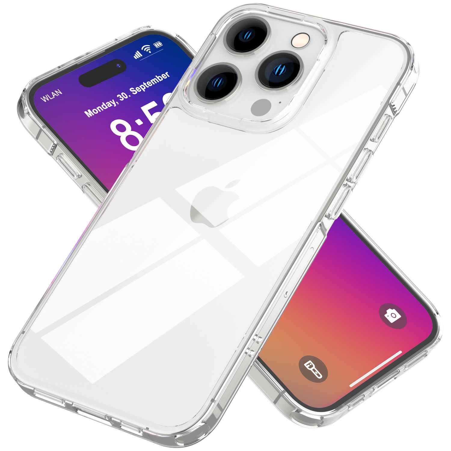 NALIA Klare Kratzfeste Acryl Hülle für iPhone 16 Pro, Harte Schutzhülle mit Silikon-Rahmen, Transparente Handyhülle