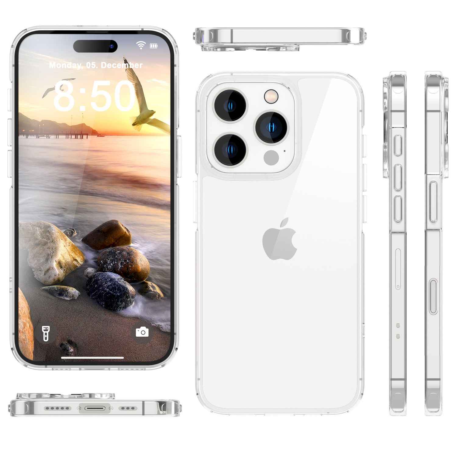 NALIA Klare Kratzfeste Acryl Hülle für iPhone 16 Pro Max, Harte Schutzhülle mit Silikon-Rahmen, Transparente Handyhülle