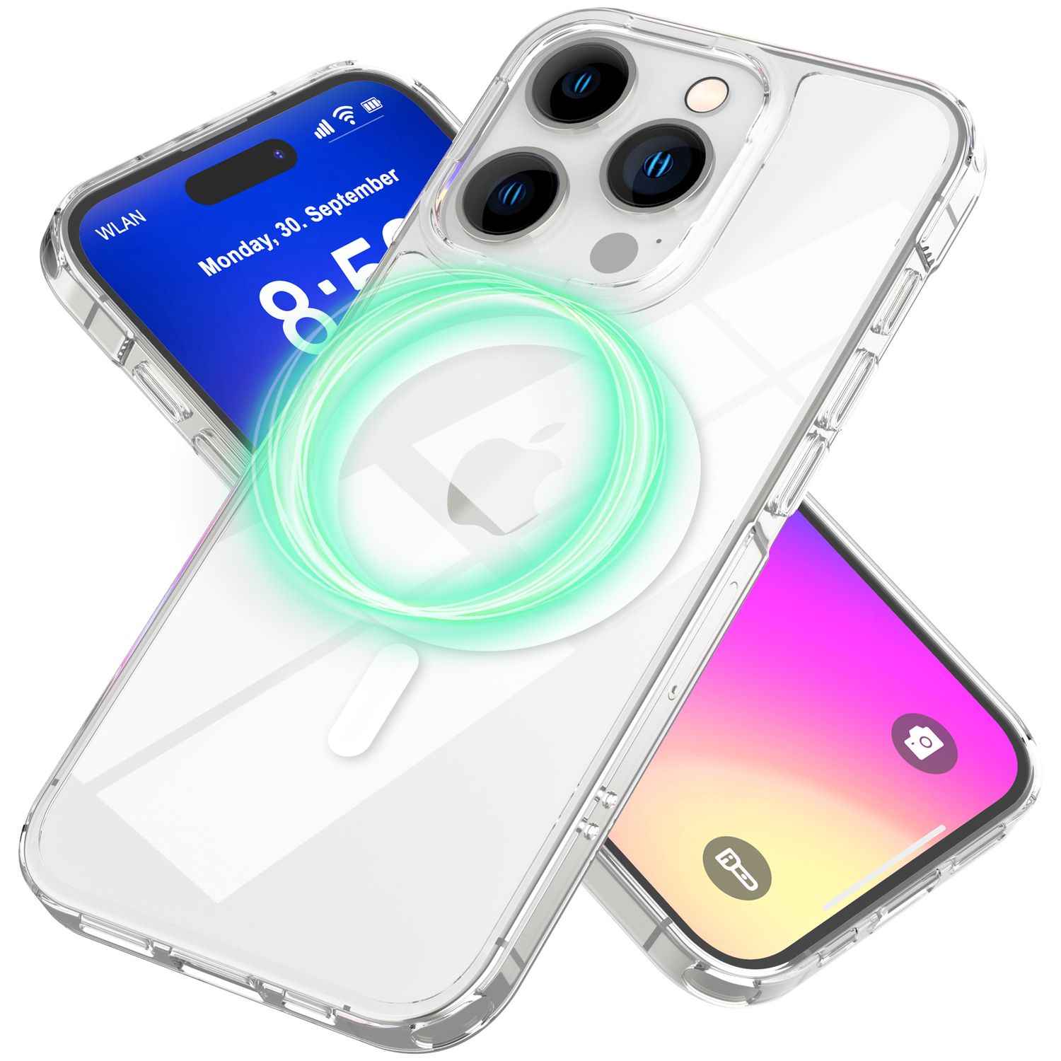NALIA Klare MagPower Acryl Hülle für iPhone 16 Pro Max, Kratzfeste Schutzhülle mit Silikon-Rand, Transparente Handyhülle