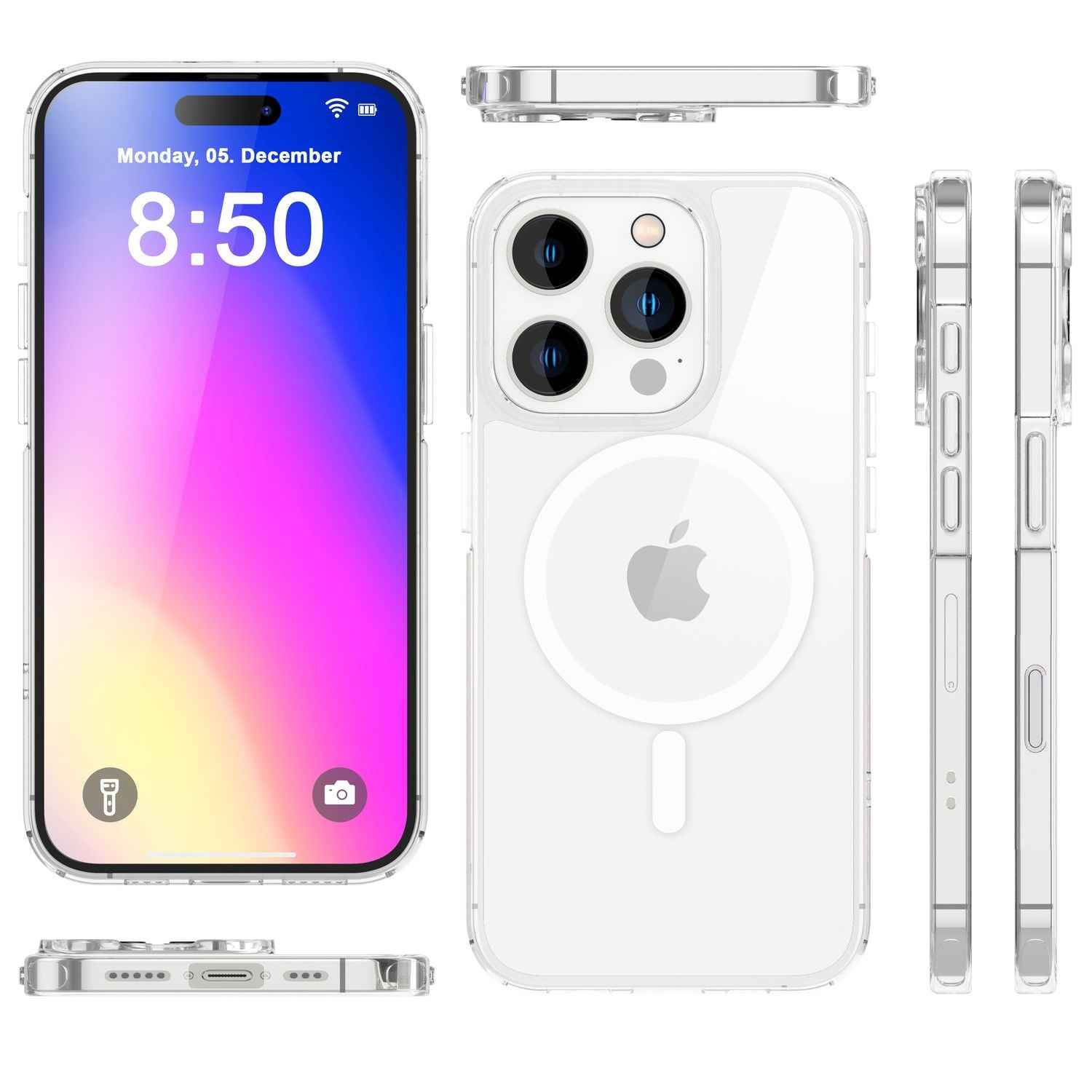 NALIA Klare MagPower Acryl Hülle für iPhone 16 Pro Max, Kratzfeste Schutzhülle mit Silikon-Rand, Transparente Handyhülle