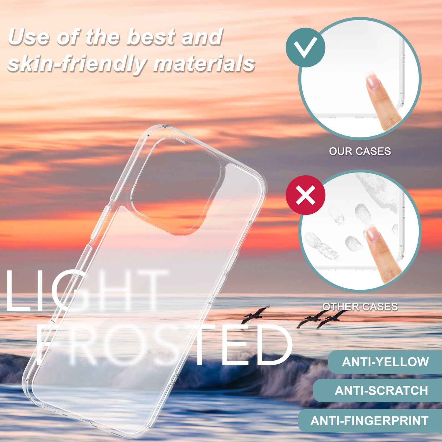 NALIA Matte Acryl Hülle für iPhone 16 Pro Max, Semi-Transparente Anti-Fingerabdruck Schutzhülle, Halb Klare Handyhülle