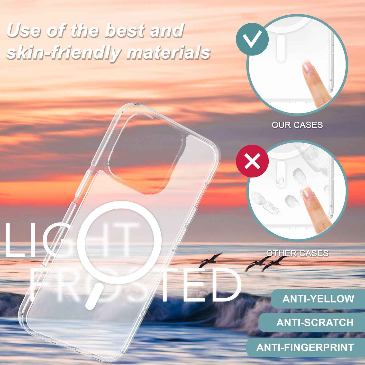 NALIA Matte MagPower Acryl Hülle für iPhone 16 Pro Max, mit MagSafe Ring Semi-Transparente Anti-Fingerabdruck Handyhülle