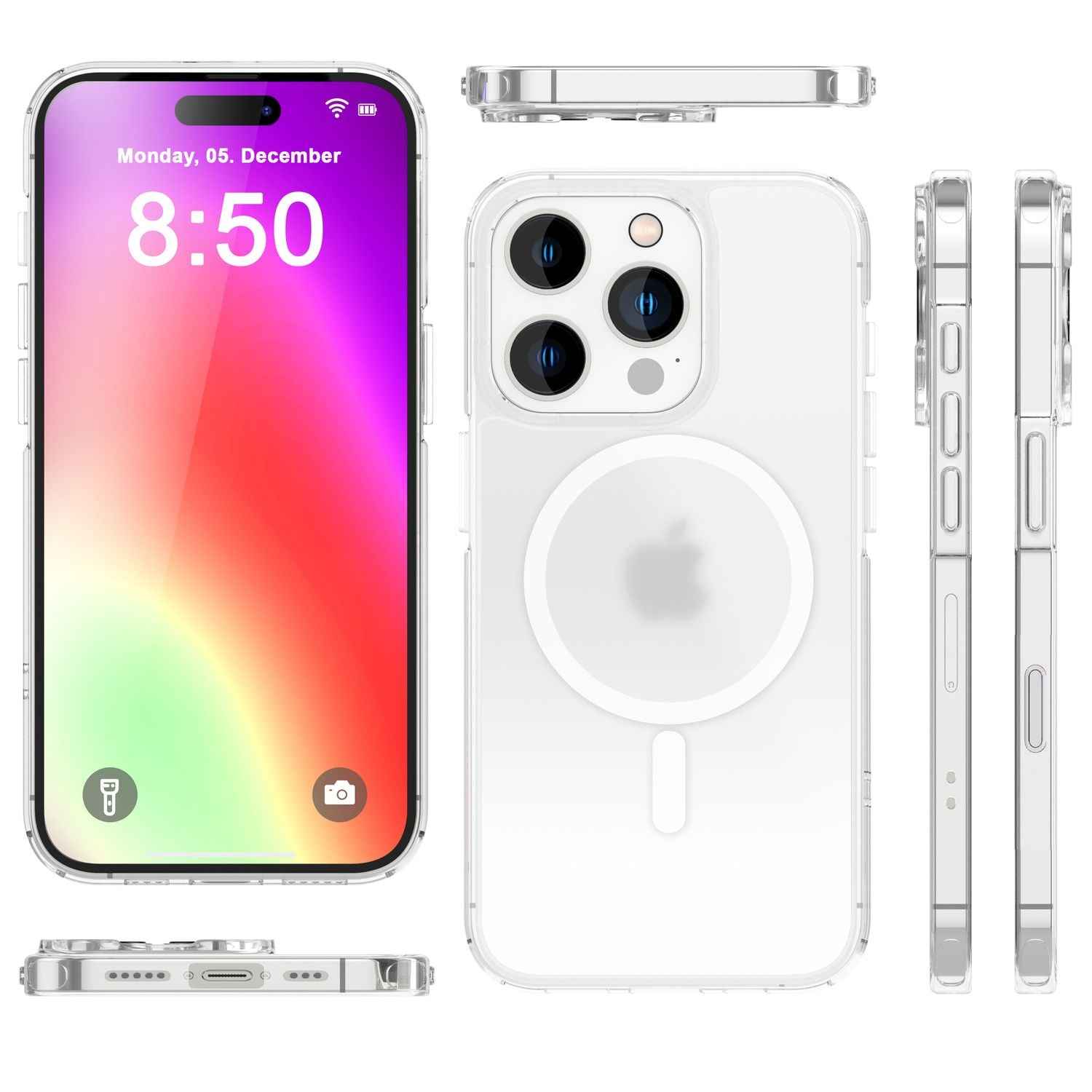 NALIA Matte MagPower Acryl Hülle für iPhone 16 Pro Max, mit MagSafe Ring Semi-Transparente Anti-Fingerabdruck Handyhülle