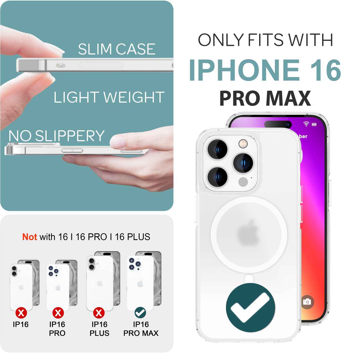 NALIA Matte MagPower Acryl Hülle für iPhone 16 Pro Max, mit MagSafe Ring Semi-Transparente Anti-Fingerabdruck Handyhülle