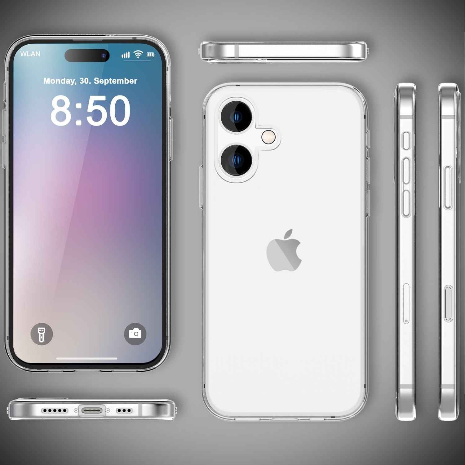 NALIA Klare 360° Schutzhülle für iPhone 16 Plus, Transparente Hülle Stabiler Komplettschutz, Full-Cover Handyhülle