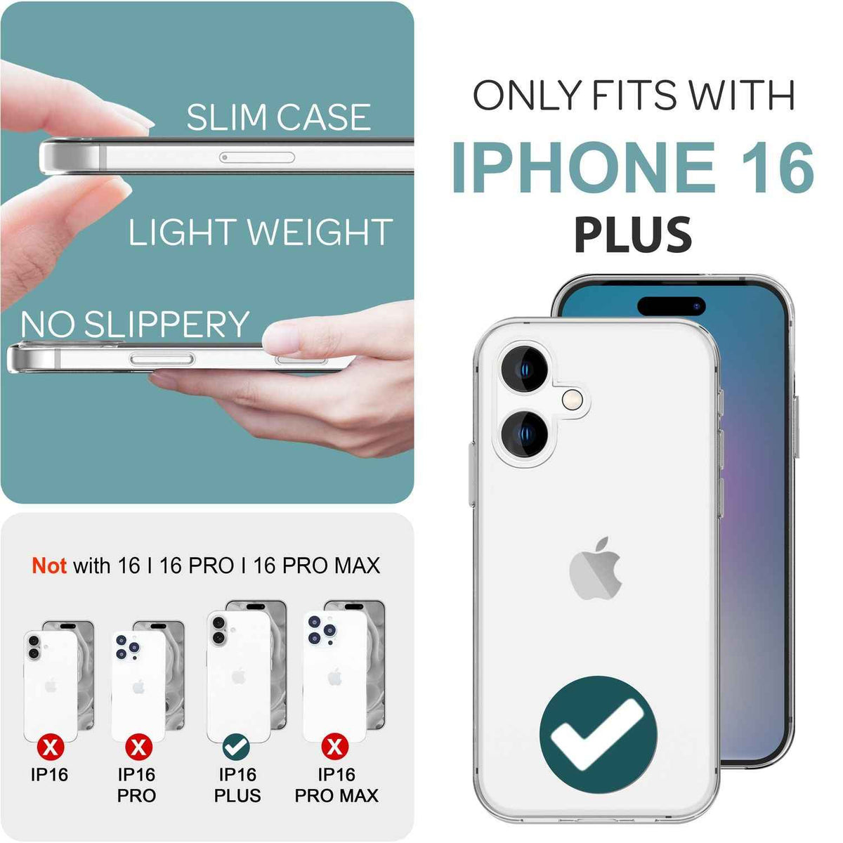 NALIA Klare 360° Schutzhülle für iPhone 16 Plus, Transparente Hülle Stabiler Komplettschutz, Full-Cover Handyhülle