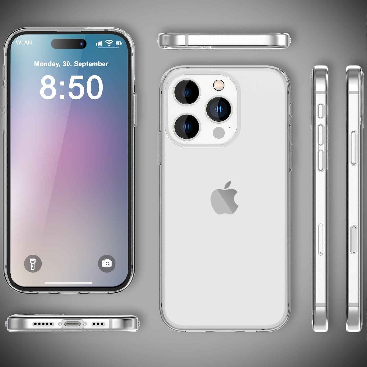 NALIA Klare 360° Schutzhülle für iPhone 16 Pro Max, Transparente Hülle Stabiler Komplettschutz, Full-Cover Handyhülle