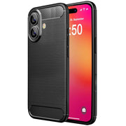 NALIA Carbon Style Hülle für iPhone 16 Plus, Matt-Schwarze Silikon Handyhülle in Kohlefaser-Optik, Slim Business Cover