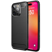 NALIA Carbon Style Hülle für iPhone 16 Pro, Matt-Schwarze Silikon Handyhülle in Kohlefaser-Optik, Slim Business Cover