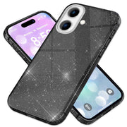 NALIA Glitzer Hybrid Hülle für iPhone 16, Verstärkte Silikon Handyhülle, Glänzende Glitzerhülle Schutz Cover