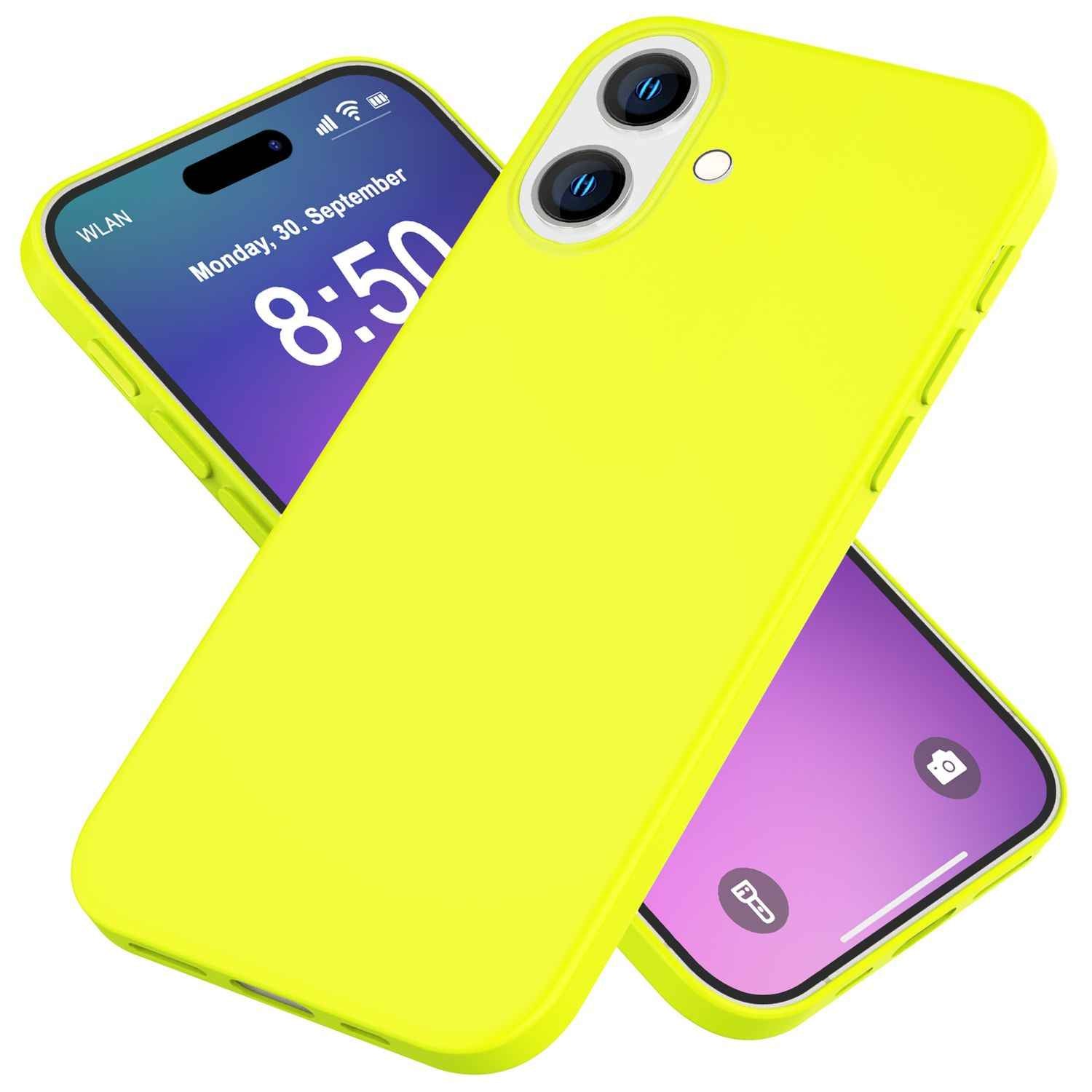 NALIA Bunte Neon Silikonhülle für iPhone 16, Hülle mit Intensiver Farbe, Rutschfeste Handyhülle, Soft Slim Cover