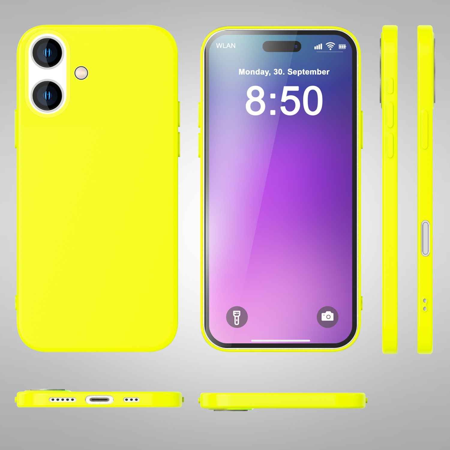NALIA Bunte Neon Silikonhülle für iPhone 16, Hülle mit Intensiver Farbe, Rutschfeste Handyhülle, Soft Slim Cover