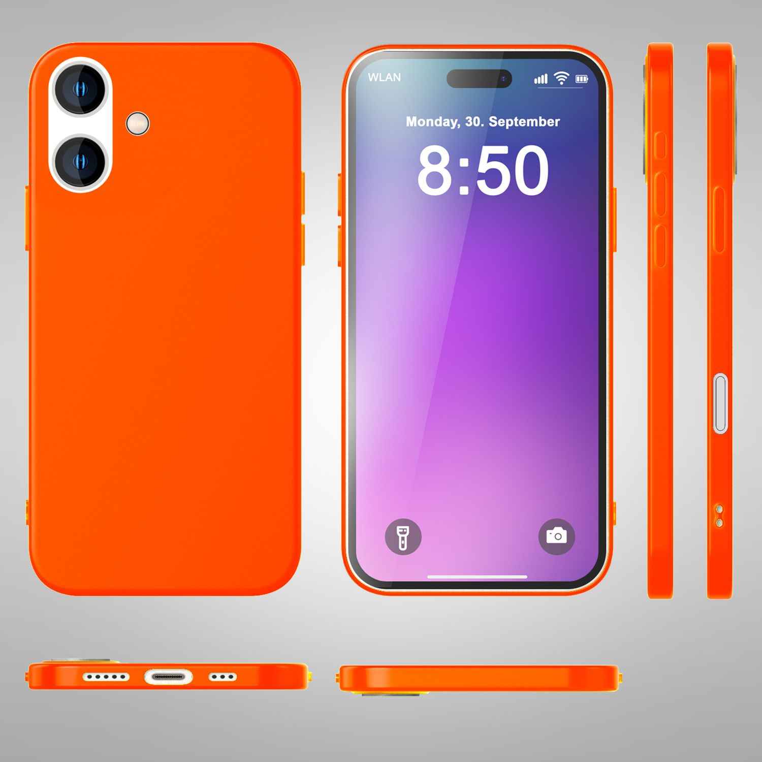 NALIA Bunte Neon Silikonhülle für iPhone 16, Hülle mit Intensiver Farbe, Rutschfeste Handyhülle, Soft Slim Cover